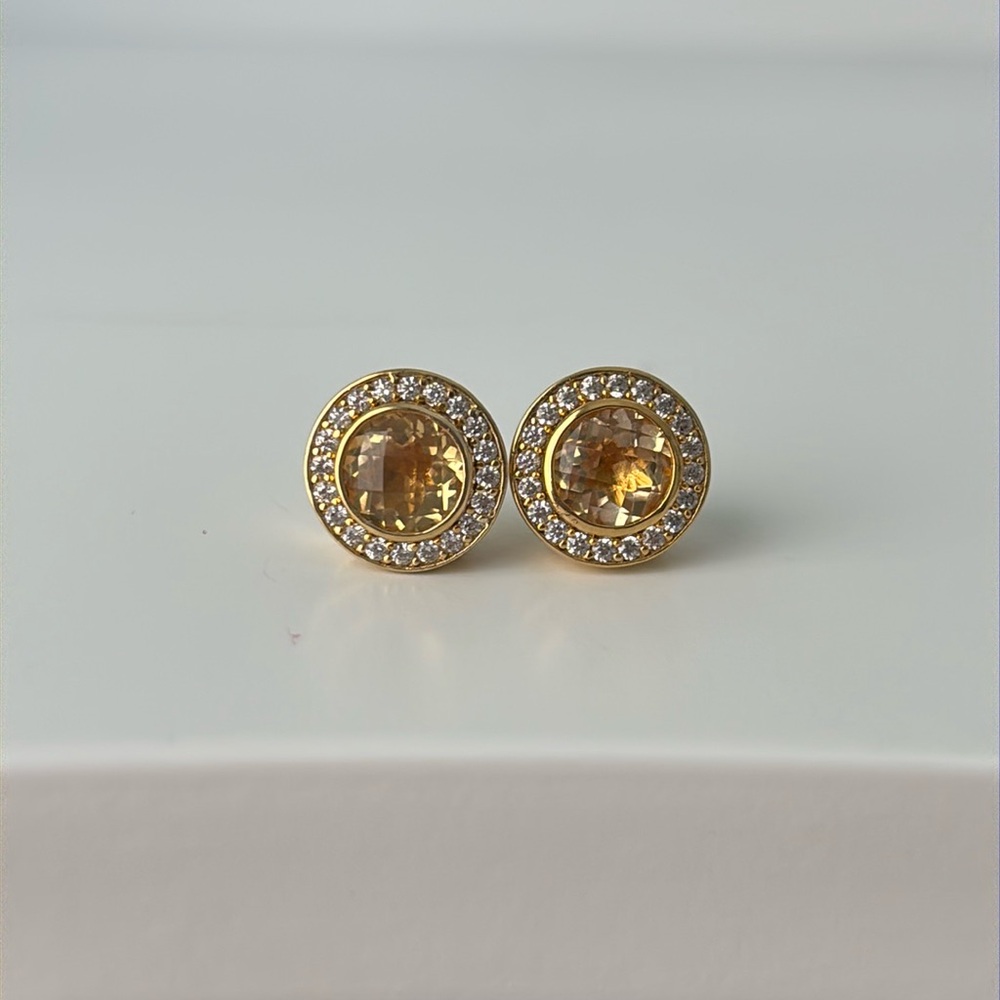 citrine halo stud earrings